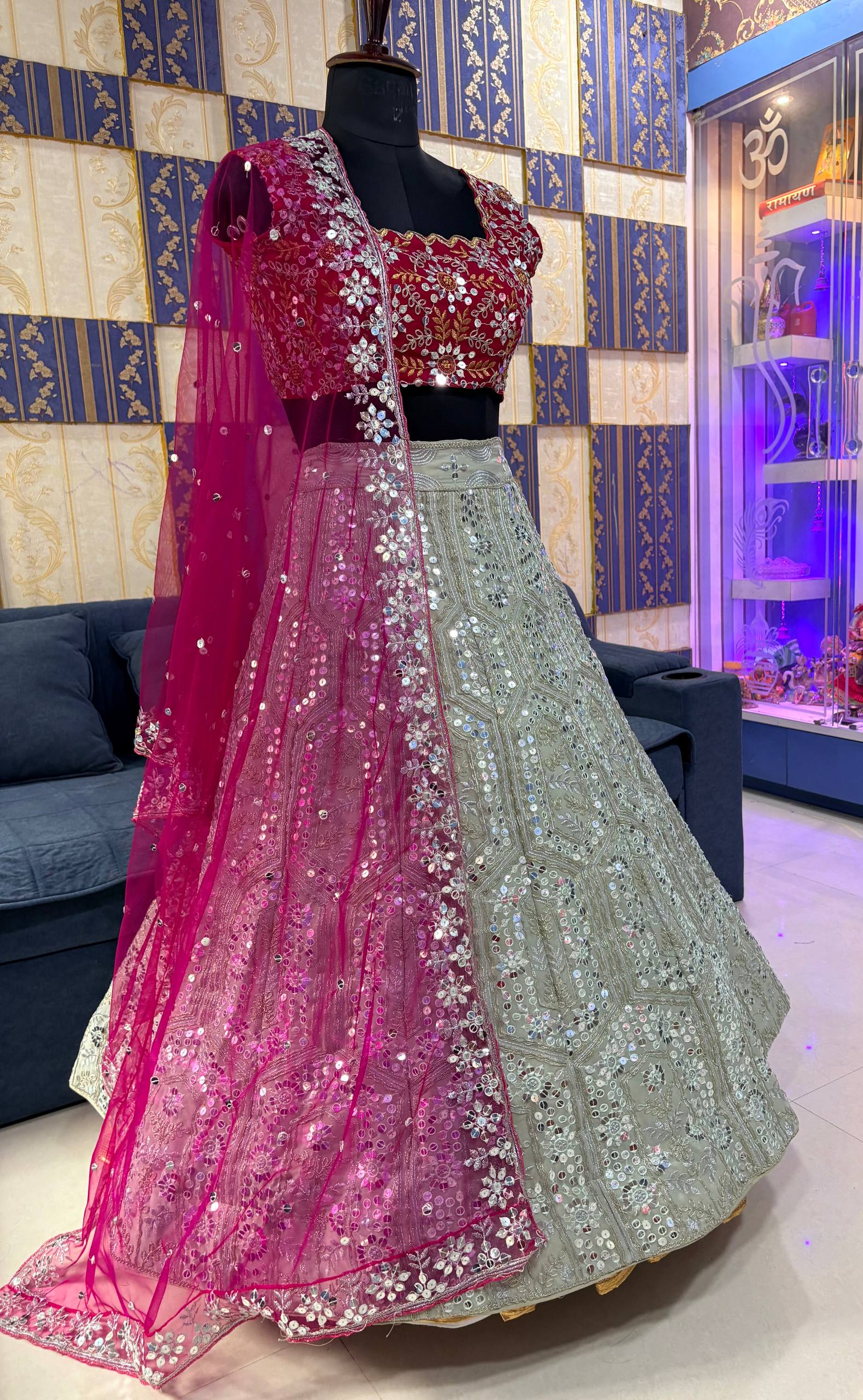 Red Georgette  Lehenga