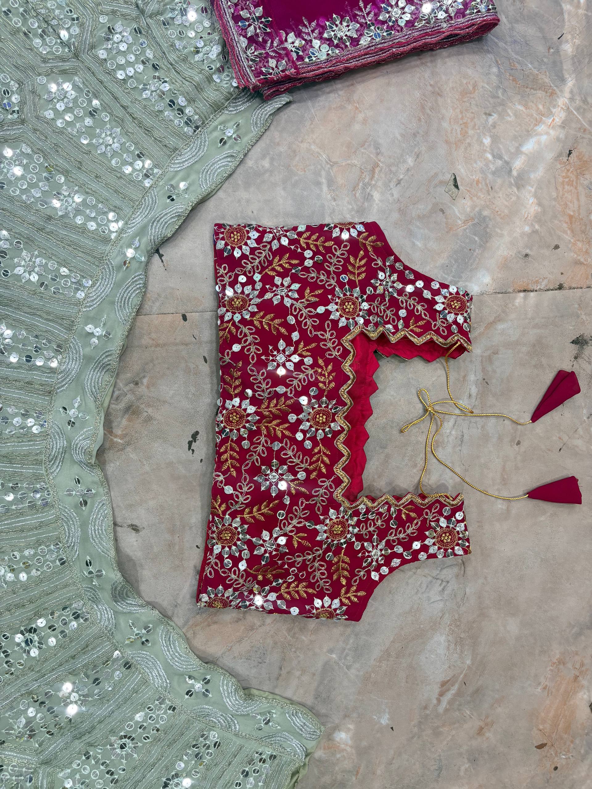 Red Georgette  Lehenga