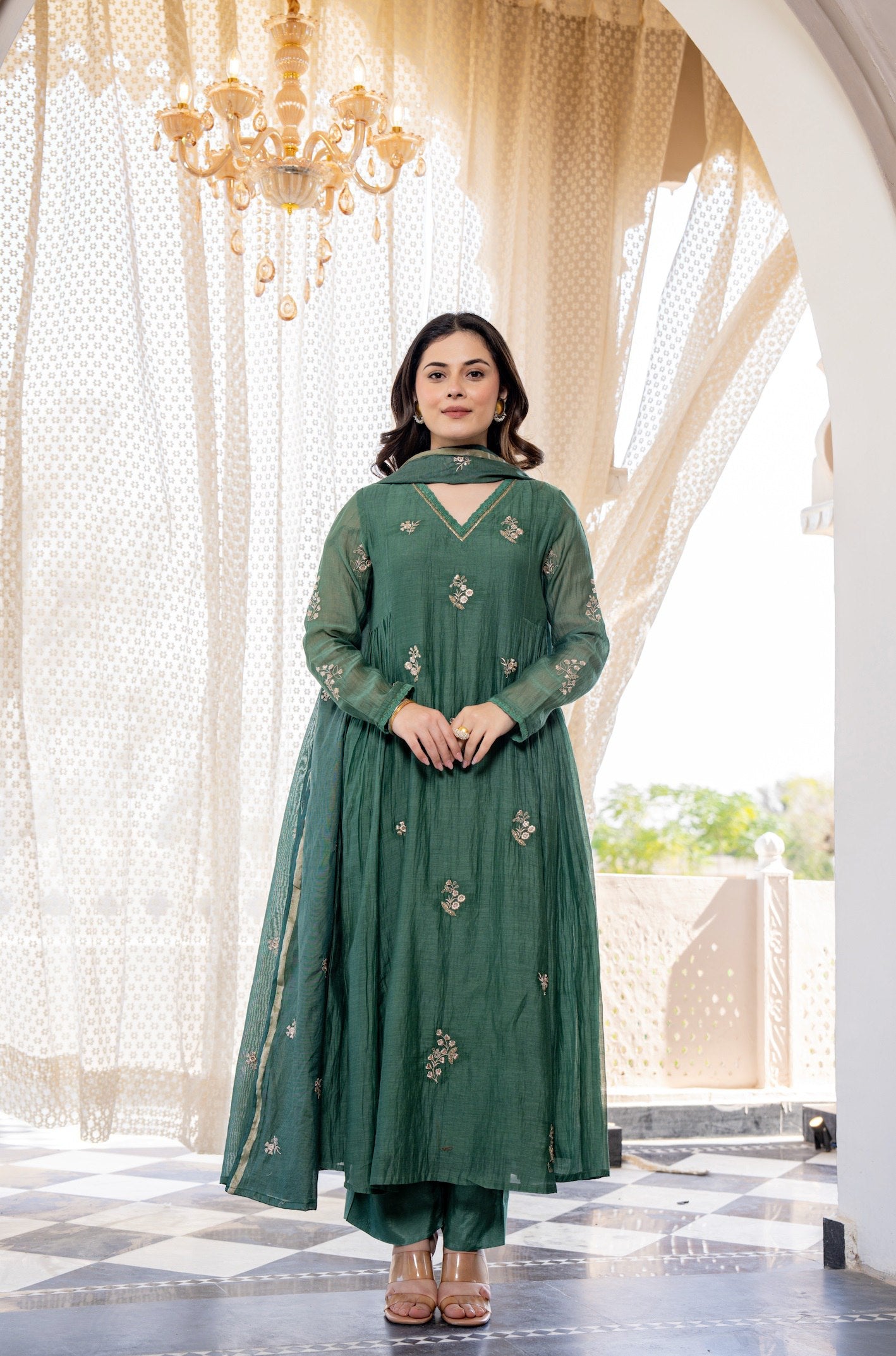 Green Chanderi Silk