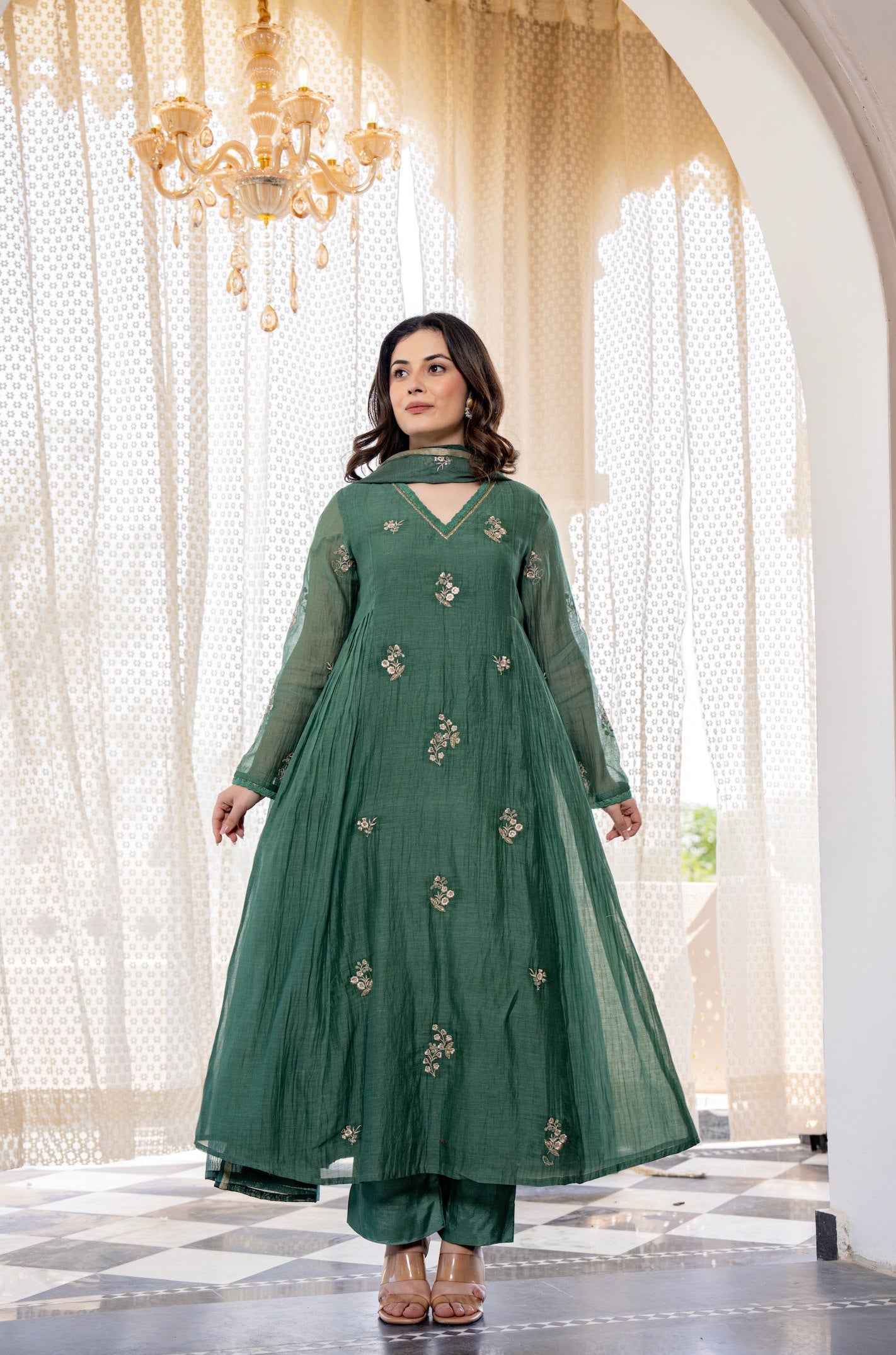Green Chanderi Silk