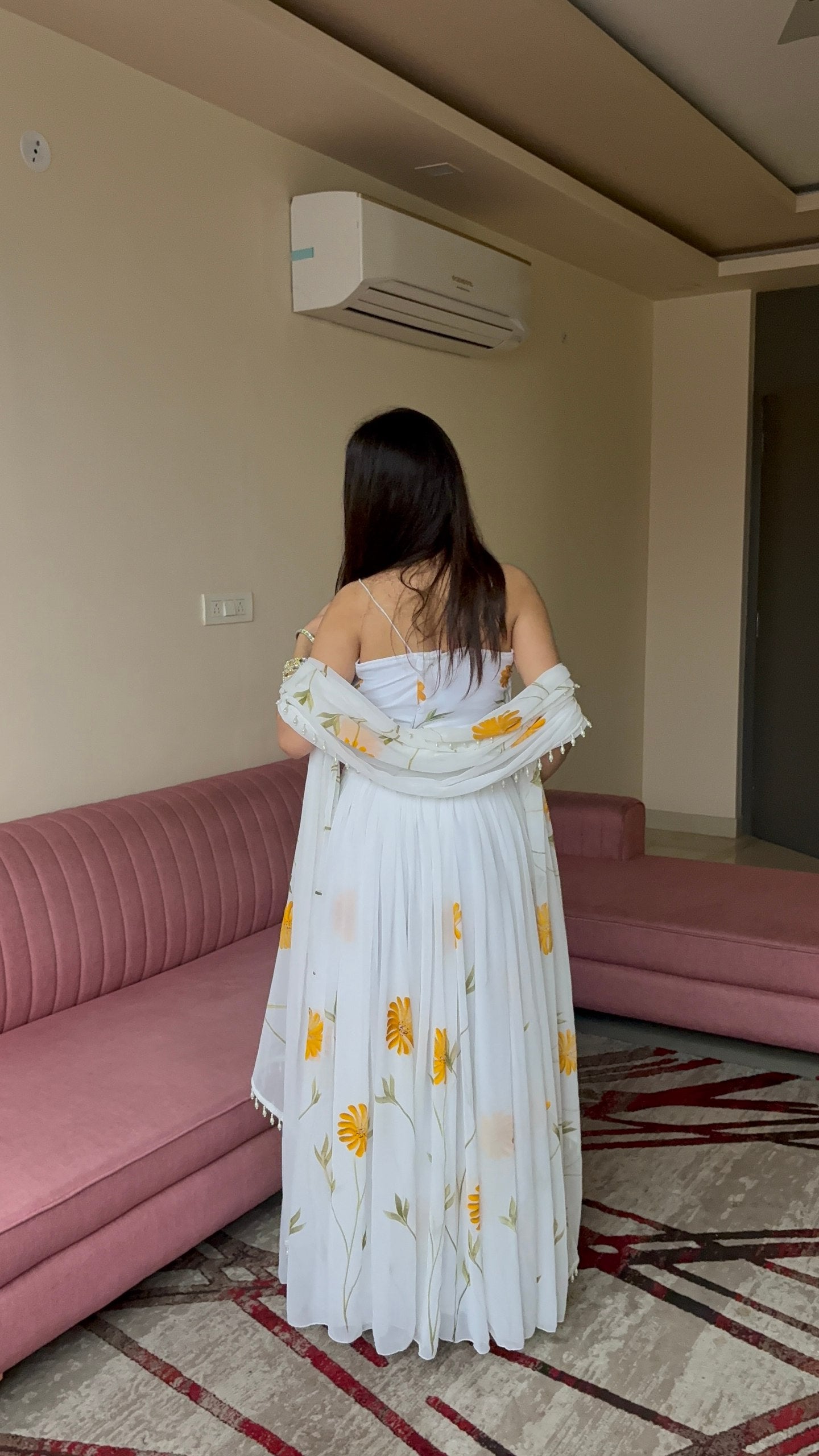 White Floral Lehenga