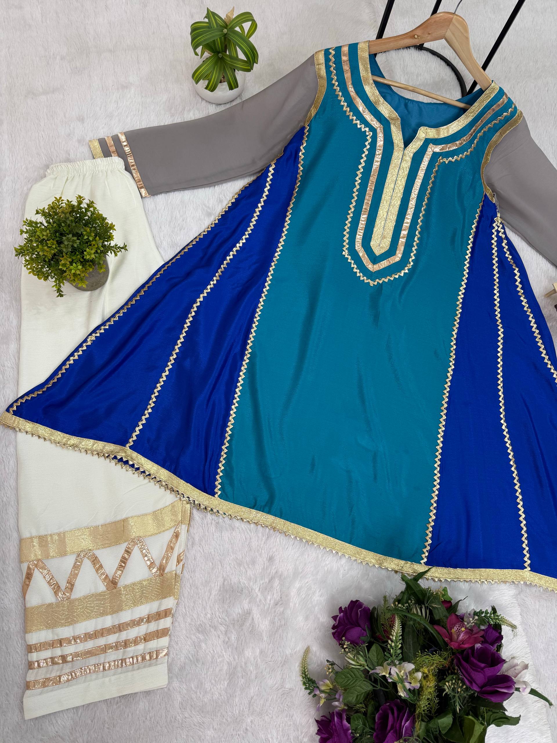 Blue Chinon Kurti