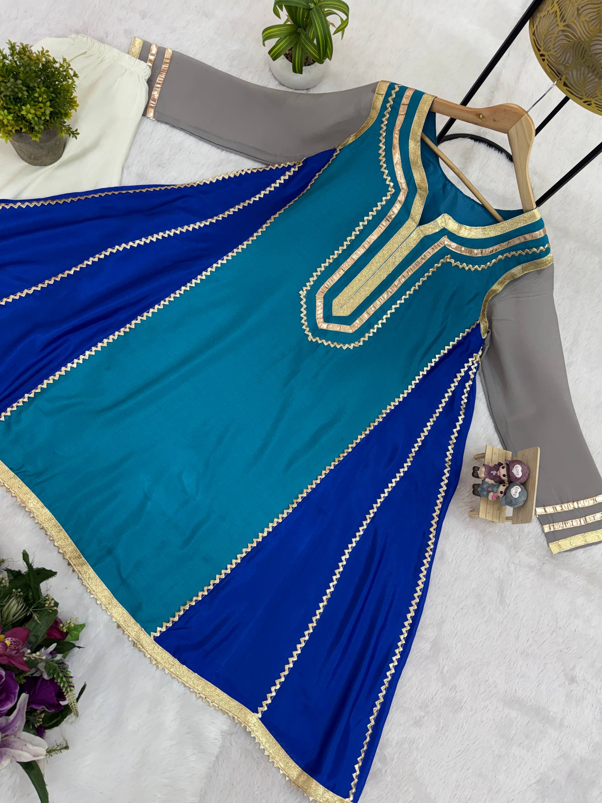 Blue Chinon Kurti