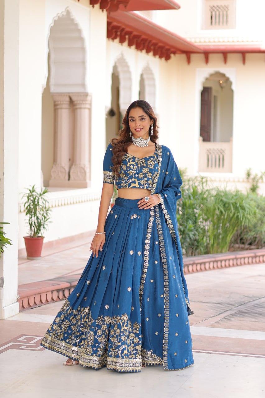 Blue Vichitra Lehenga