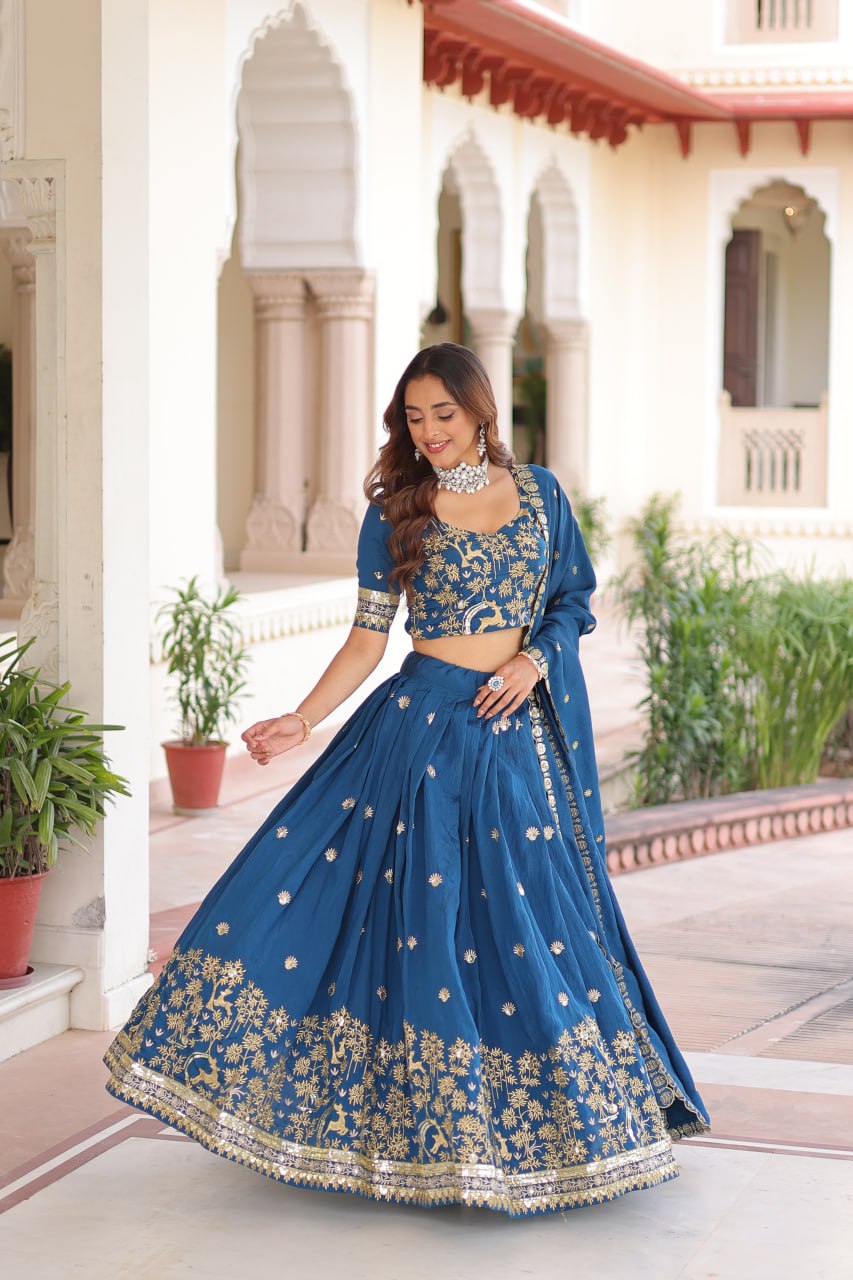 Blue Vichitra Lehenga