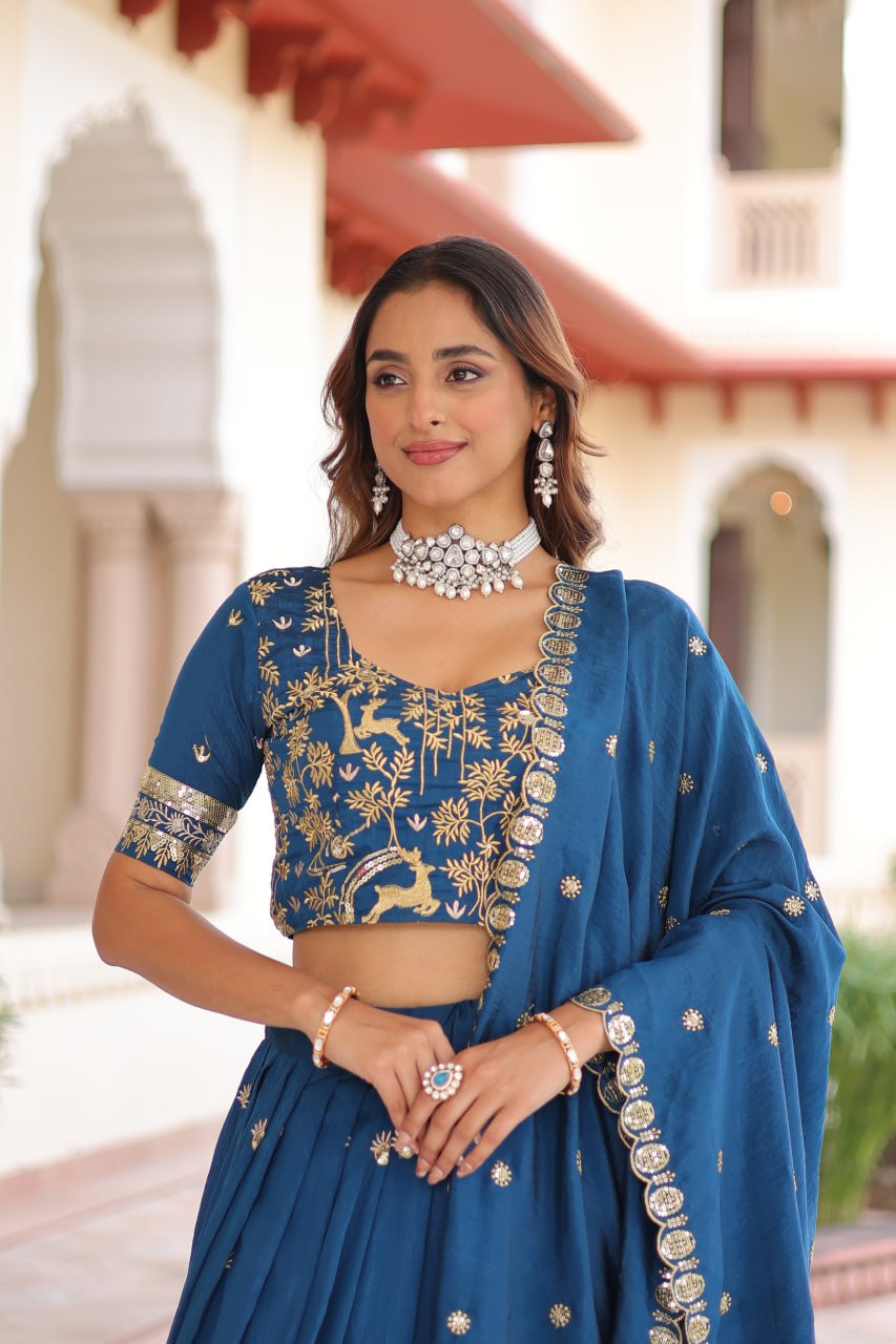 Blue Vichitra Lehenga