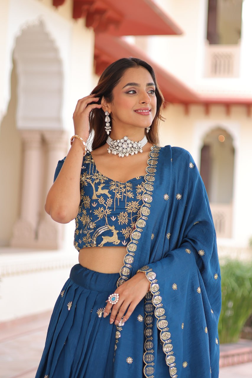 Blue Vichitra Lehenga