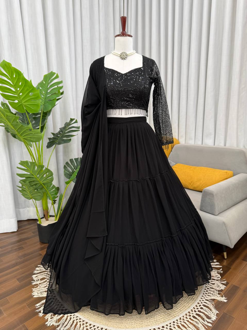 Black georgette Lehenga