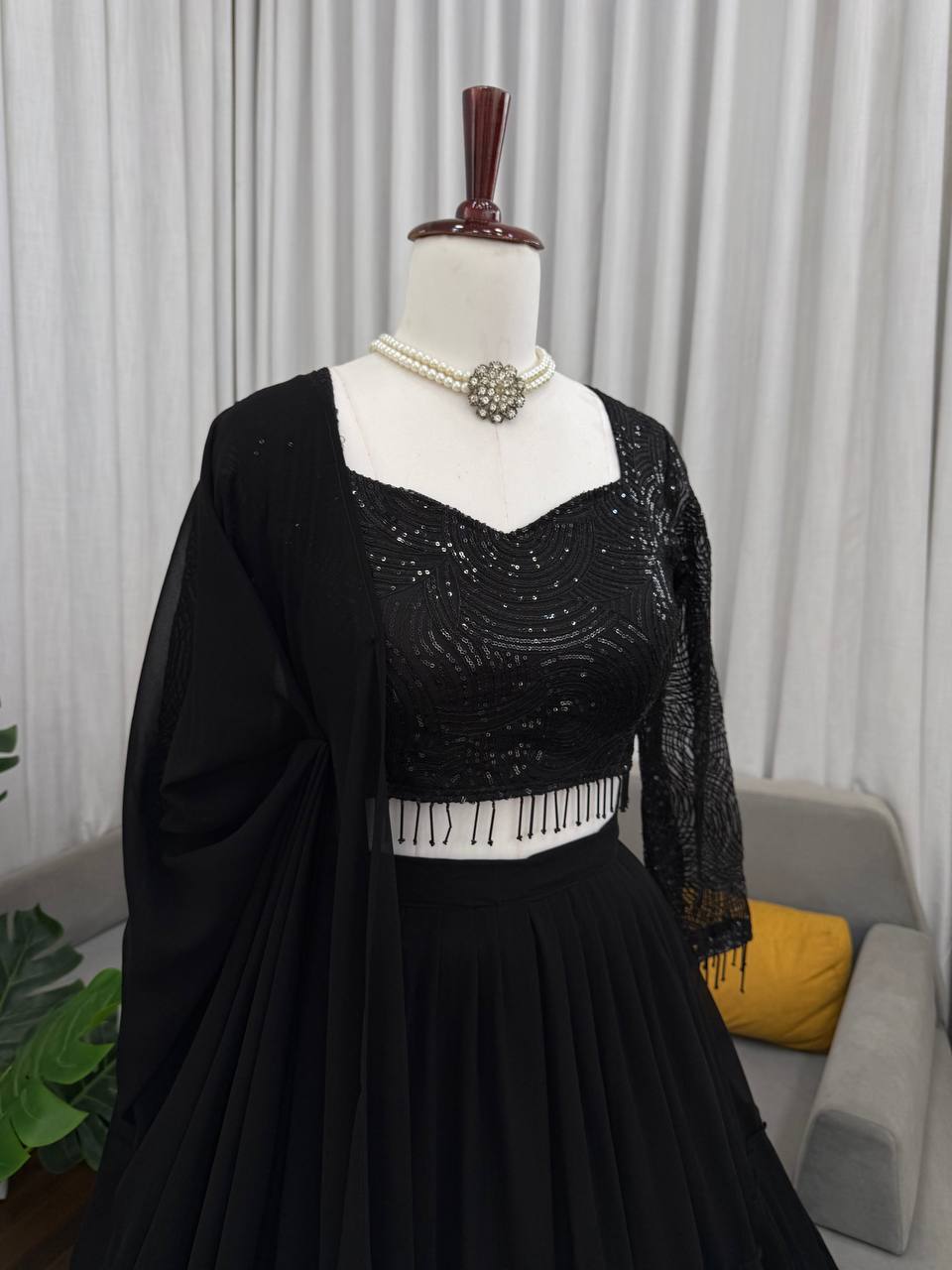 Black georgette Lehenga
