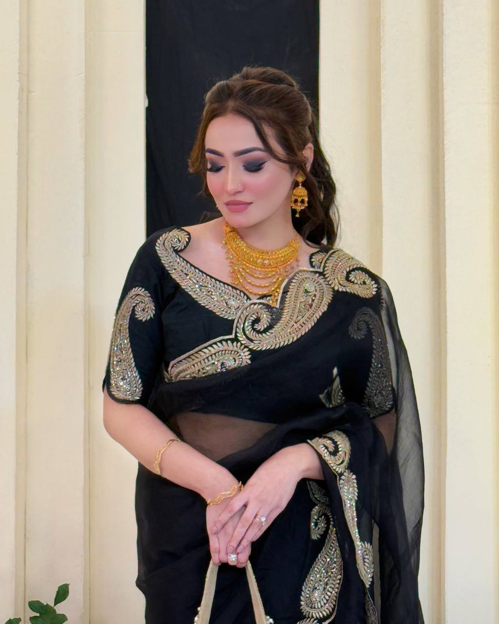 Black Rangoli Silk