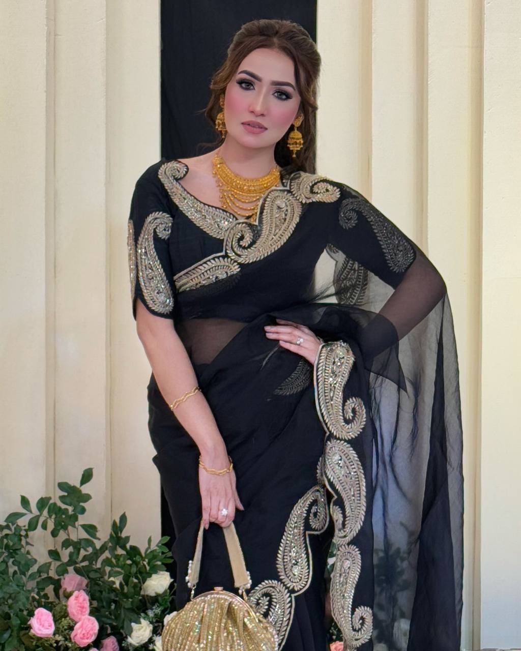 Black Rangoli Silk