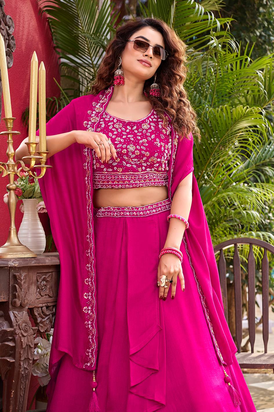 Pink Vichitra Silk