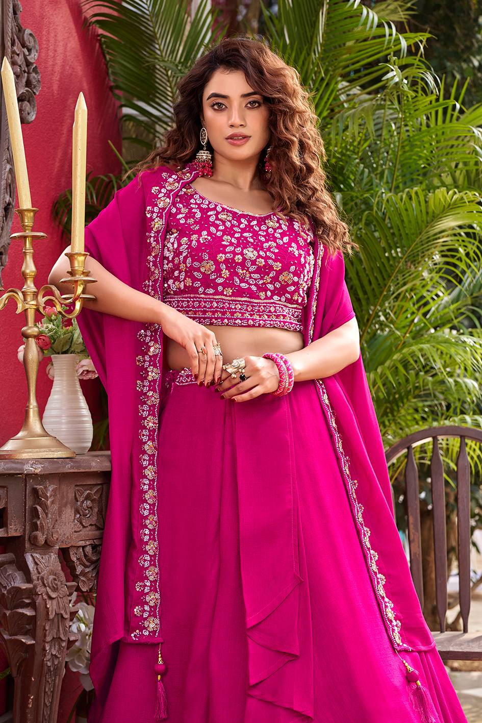 Pink Vichitra Silk