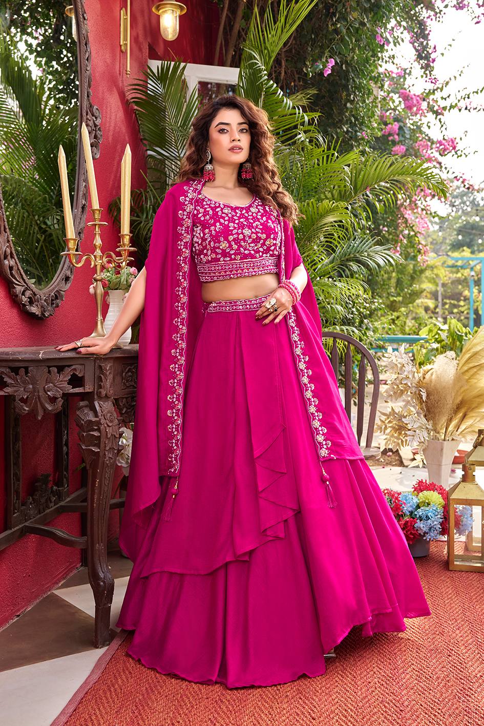 Pink Vichitra Silk