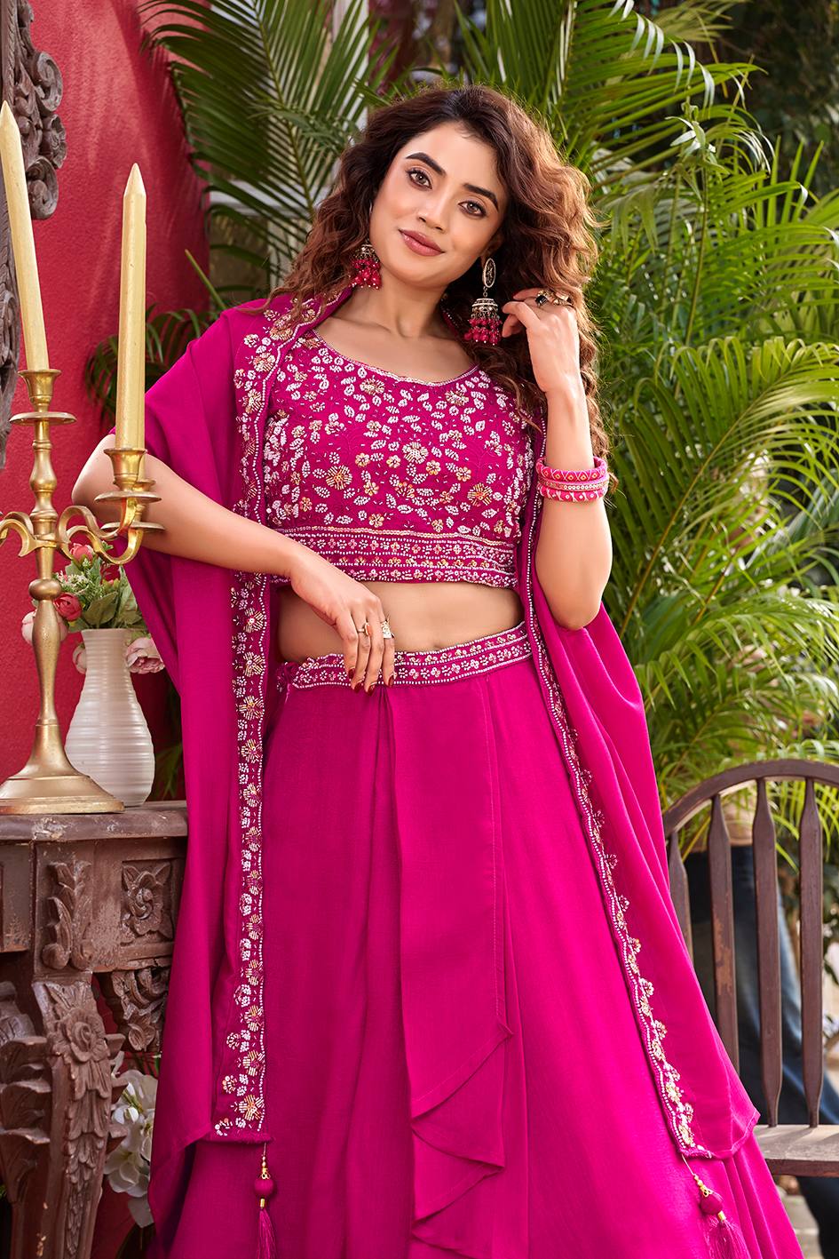 Pink Vichitra Silk