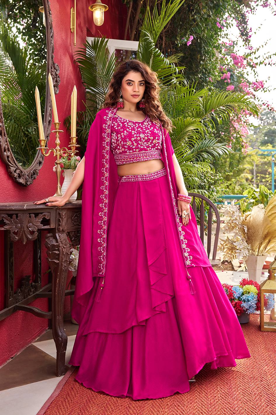 Pink Vichitra Silk